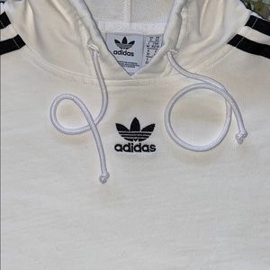Adidas white with black stripe hooded sweatshirt